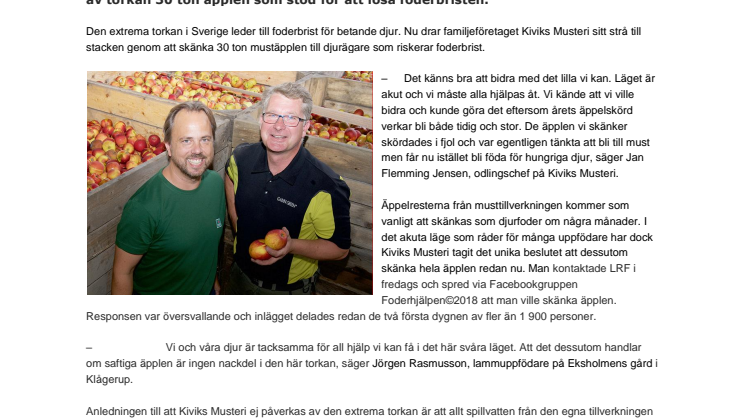 ​Kiviks Musteri skänker äpplen till torrlagda djurägare