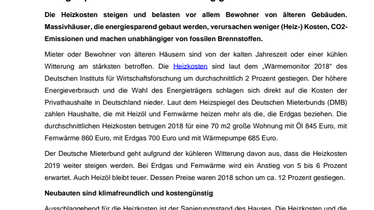Steigende Heizkosten betreffen vor allem unsanierte Häuser – Energiesparhäuser machen unabhängiger von Öl und Gas