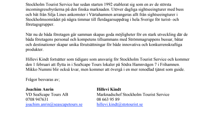 Stockholm Tourist Service får nya ägare!