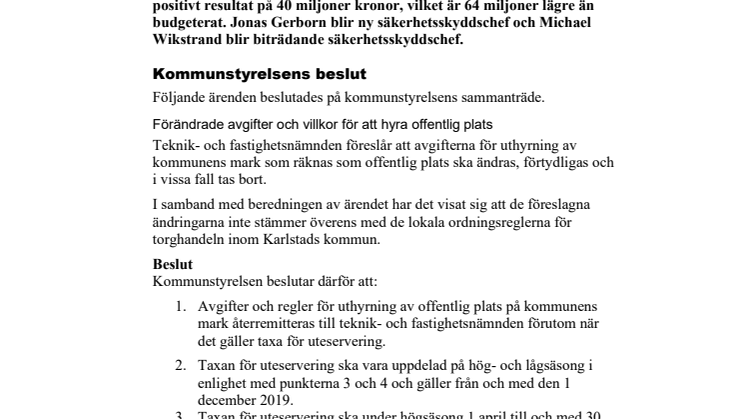 Kommunstyrelsen i korthet den 15 oktober