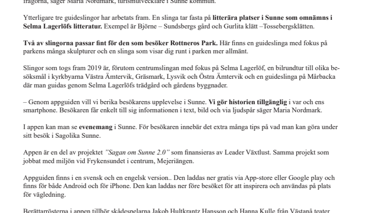 Nya slingor i Sagolika Sunnes guideapp