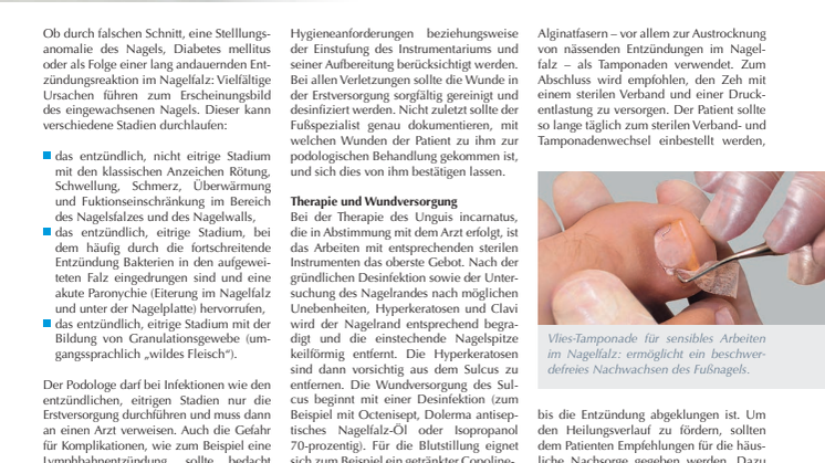 Eingewachsene Nägel: Wundmanagement - Mit einfachen Mitteln helfen