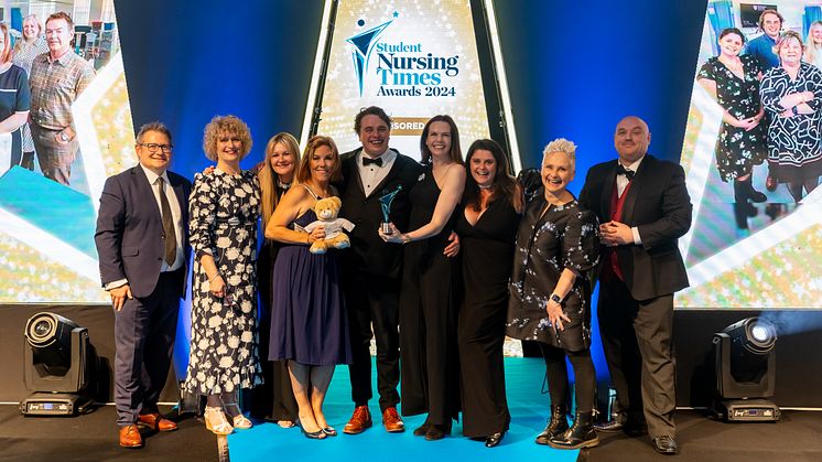 Northumbria University team collecting their award at the Student Nursing Times ceremony
