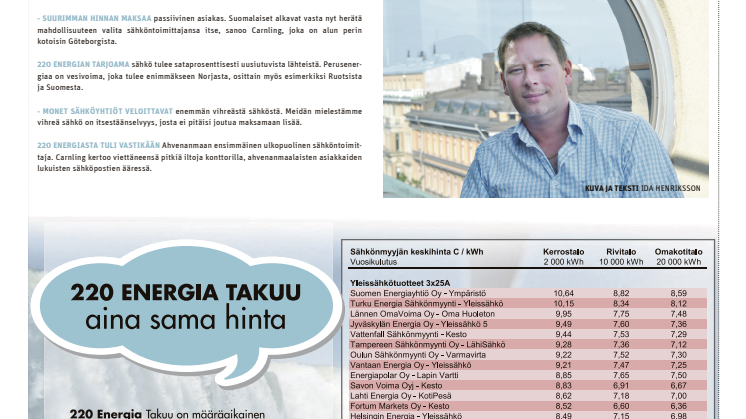 29.6.2013 220 Energia Oy - Iltasanomat 29.6.2013 - Suomen edullisin sähkö!