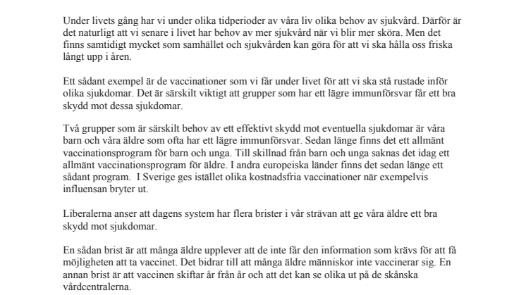 ​Inrätta ett regionalt vaccinationsprogram för äldre