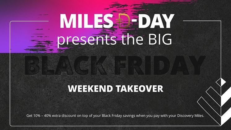 Qualifying Discovery Bank clients can double their Discovery Miles discounts on purchases made at retail partners between 26 and 29 November 2021