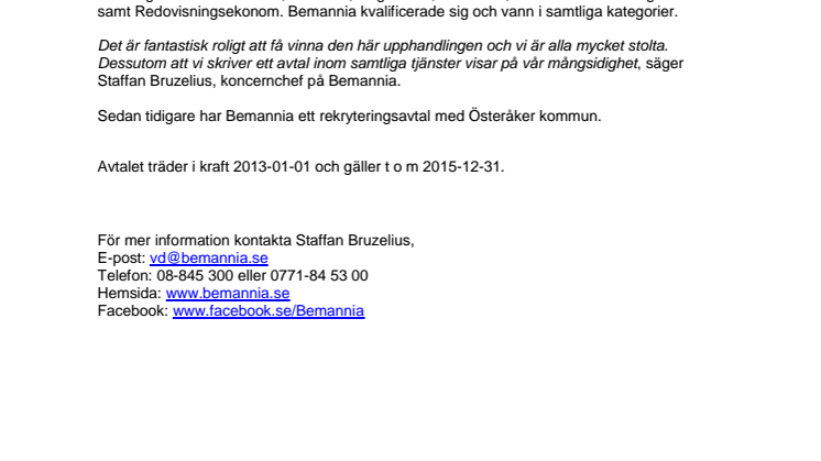 Bemannia står som segrare ännu en gång och skriver avtal med Österåker kommun