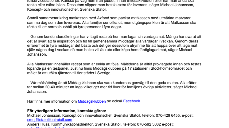 Matkassen gör entré på Statoil 