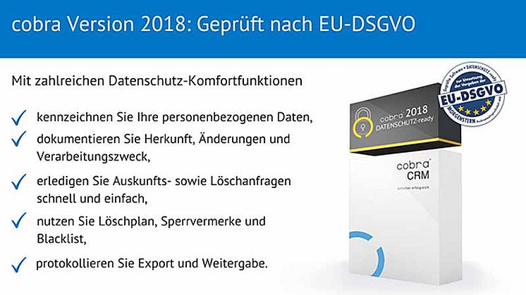 cobra Version 2018 DATENSCHUTZ-ready veröffentlicht