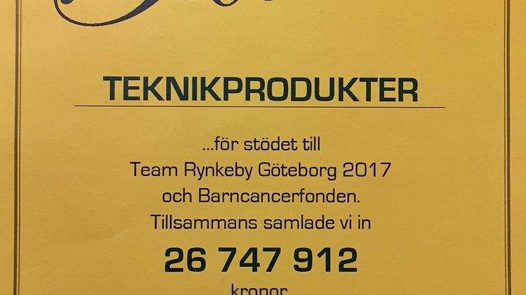 Team Rynkeby Göteborg samlade in 26 747 912 kr till Barncancerfonden!
