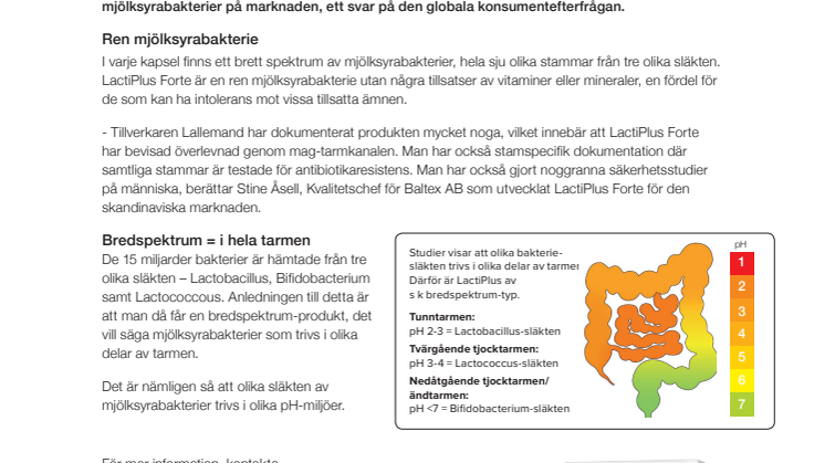 Nyhet LactiPlus Forte – med 15 miljarder levande mjölksyrabakterier i en enda kapsel.