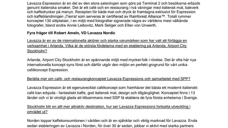 Lavazza – En del av Airport City Stockholm