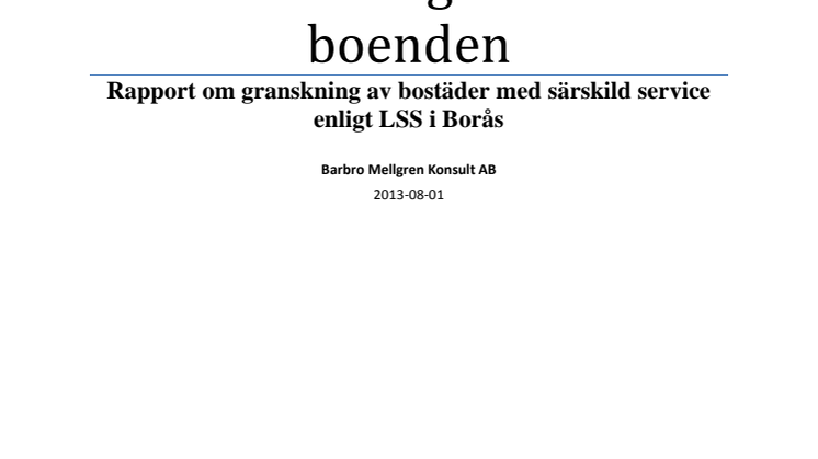 Rapport om LSS-boendena i Borås