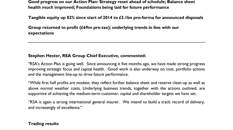 RSA 2014 Interim Results Announcement