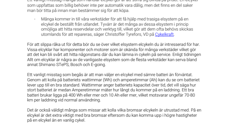 Så här undviker du fallgroparna när du köper elcykel