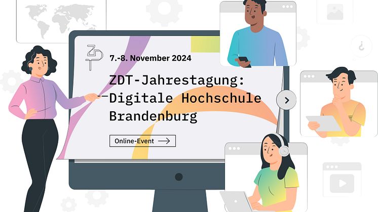 Am 7. und 8. November 2024 laden die acht im Zentrum der Brandenburgischen Hochschulen für Digitale Transformation (ZDT) verbundenen Kooperationshochschulen alle Interessierten zur vierten virtuellen Jahrestagung ein. (Bild: Storyset - Pana) 