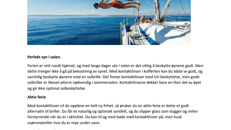 Myte: man kan ikke bade med kontaktlinse på.