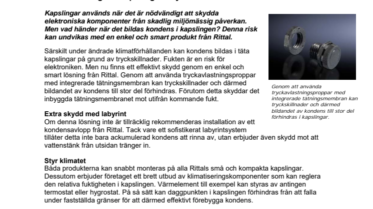 Smart lösning för kapslingar skyddar mot kondens