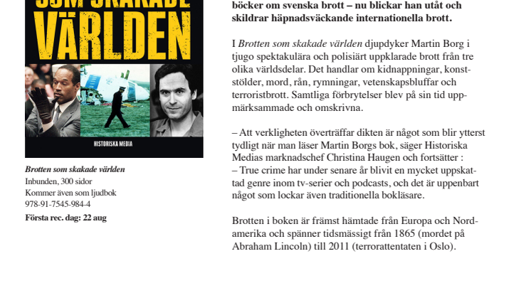 Ny bok skildrar 20 spektakulära brott som skakat världen