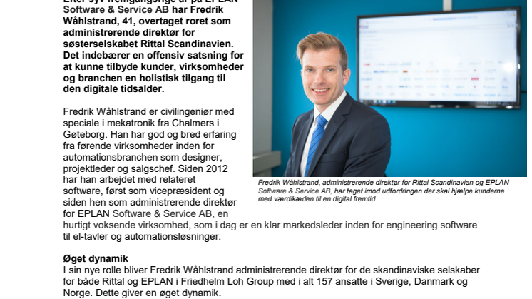 Ny administrerende direktør for Rittal Scandinavien baner vejen for kundernes digitale udvikling