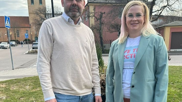 Ulf Holm, nyvald ordförande för Miljöpartiet i Skåne, och Fia Kamlund, omvald vice ordförande.