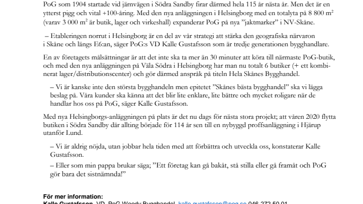 PoG:s egen pressrelease om invigningen