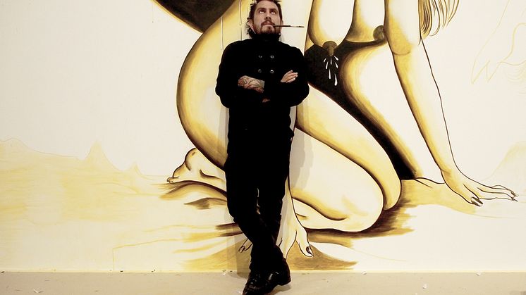 Dr Lakra creates site-specific wall mural at the Nordic Watercolour Museum in Sweden