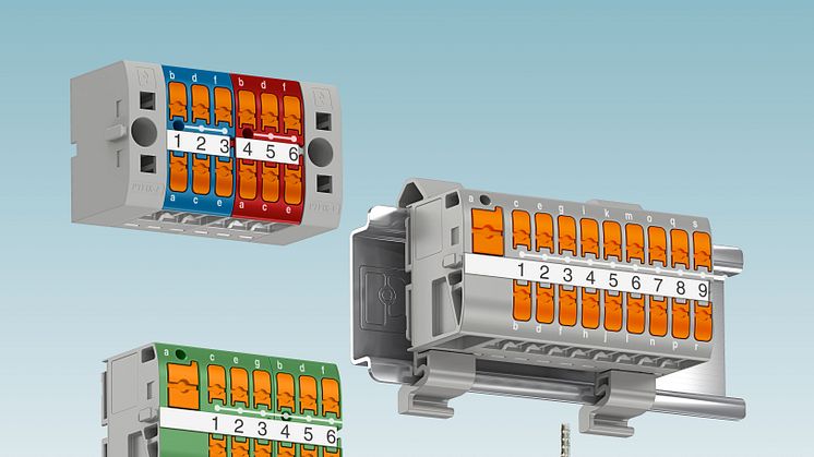 Compact modular distribution blocks with lateral Push-in connection