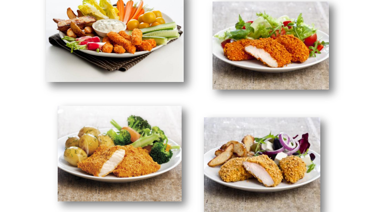 Serveringsforslag med Crispy fish og kylling 