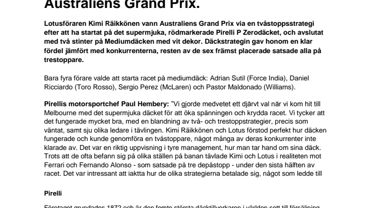 Pirelli P Zero Supersoft kryddade Australiens Grand Prix.