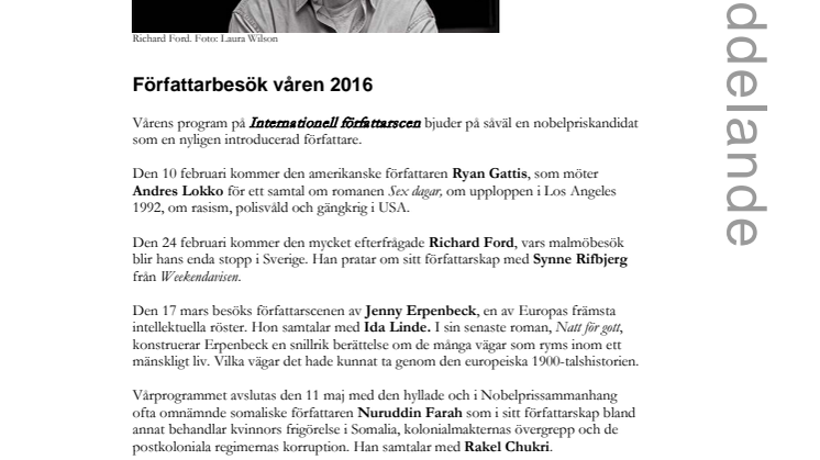Författarbesök på Stadsbiblioteket våren 2016 