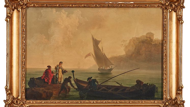 Kustlandskap med fiskare av Jacques Antoine Volaire il Cavalier