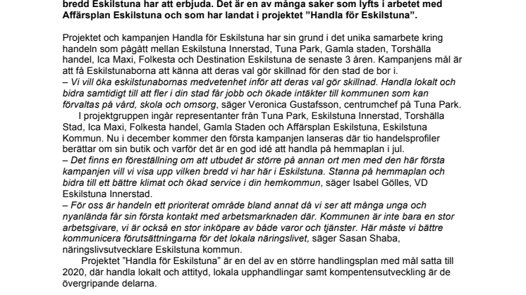 ​Unikt samarbete mellan handelsplatserna i Eskilstuna genom Affärsplan Eskilstuna