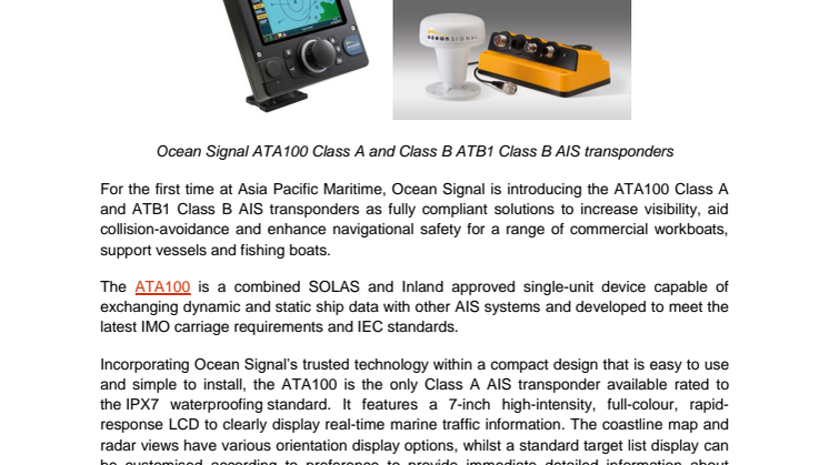 Ocean Signal Introduces New AIS Transponders For Workboat And Offshore Operators