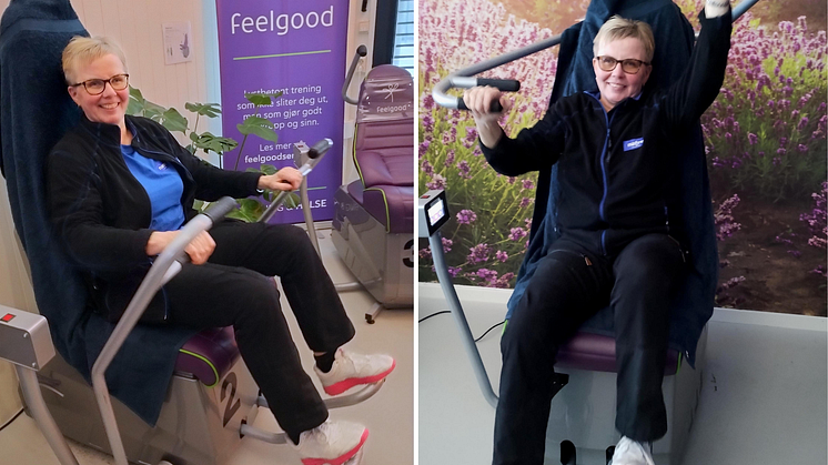 ØKT LIVSKVALITET: Lisbeth Melbøe Sørum trener bort artrosesmertene på Feelgood i Gjøvik.