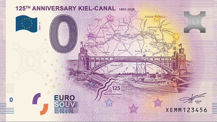New Kiel zero-euro-note for the 125th anniversary of the Kiel Canal 