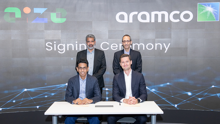 From top left: Mr. Abdulaziz S. Shafi, SVP Digital and IT, Mr. Motaz A. Mashouk, Senior VP Project Management Upstream & Downstream, Mr. Nayef AlOtaibi, VP of Digital Transformation & Chief Digital Officer, Mr. Jarle Skrebergene, CEO Aize.