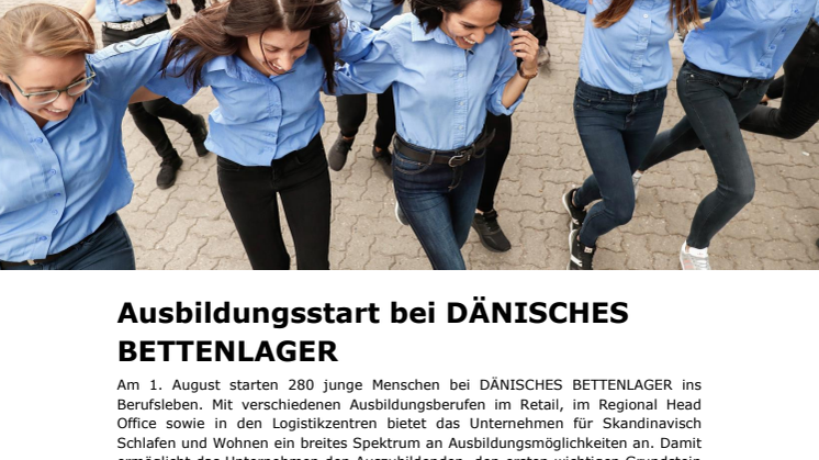 Ausbildungsstart bei DÄNISCHES BETTENLAGER