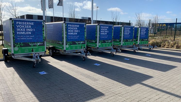 Et nyt partnerskab mellem havecenterkæden Billigblomsts afdeling i Aalborg og Freetrailer, Danmarks største udlånsvirksomhed af gratis trailere, gør det endnu lettere at få potter, planter og kummer hjem. Foto: PR.
