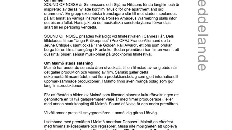Smygpremiär för Ola Simonssons och Johannes Stjärne Nilssons långfilm SOUND OF NOISE