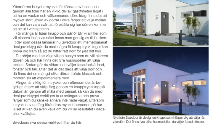 Nytt designverktyg hjälper dig att välja ytterdörr
