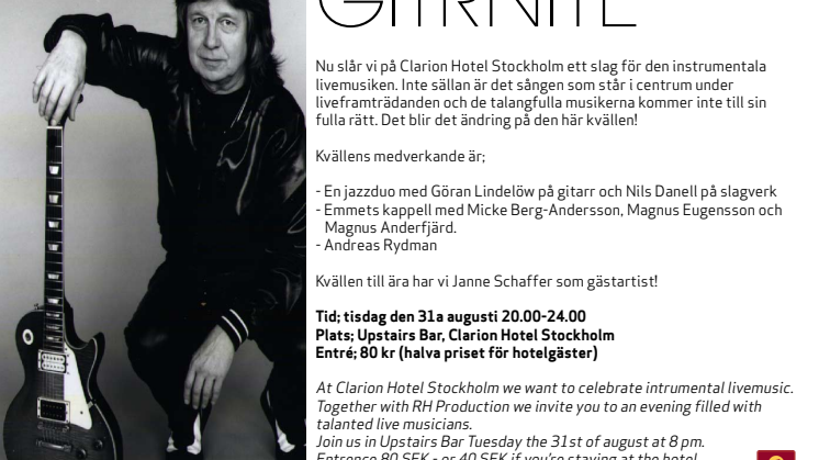 GitRNite med Janne Schaffer i Clarion Living Room by Stockholm