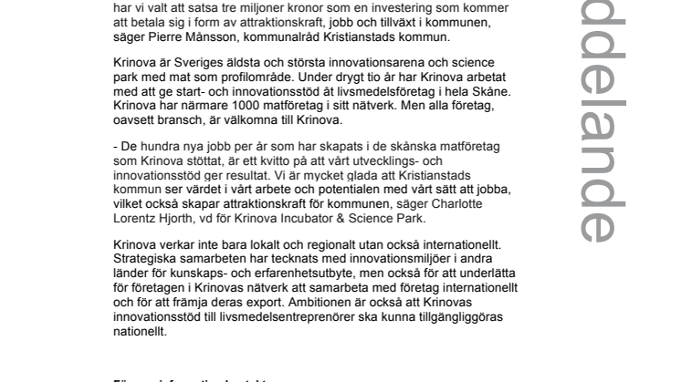 Investering för tillväxt och nya arbetstillfällen i matföretag