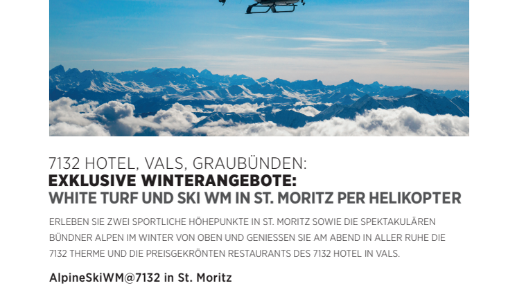 White Turf und Ski WM in St. Moritz Per Helikopter
