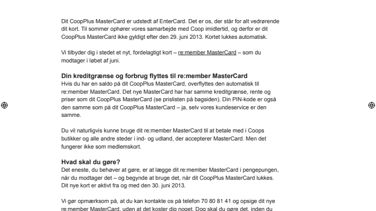 CoopPlus MasterCard kunder får snart nyt re:member kort 