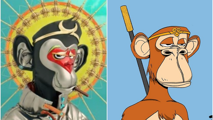 Images from Bored Wukong (left) and OpenSea via JournalTime