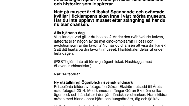 Det händer på Naturhistoriska riksmuseet i februari