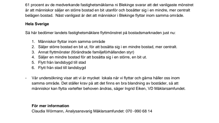 Vanligast att flytta från större till mindre i Blekinge 
