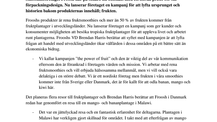 Froosh lanserar kampanj om fruktens kraft