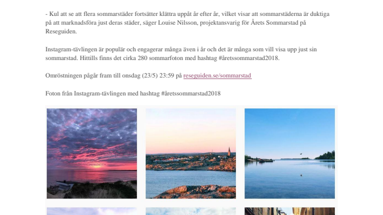 Halvtid i omröstningen Årets sommarstad 2018